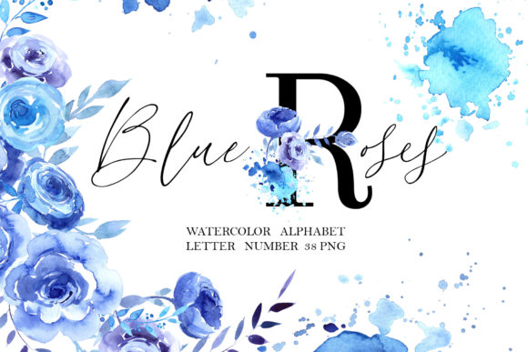Blue Roses Alphabet: A Unique Watercolor Design for Creative Projects
