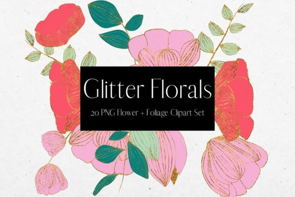 Enhance Your Creative Projects with Red and Pink Glitter Flowers Clipart