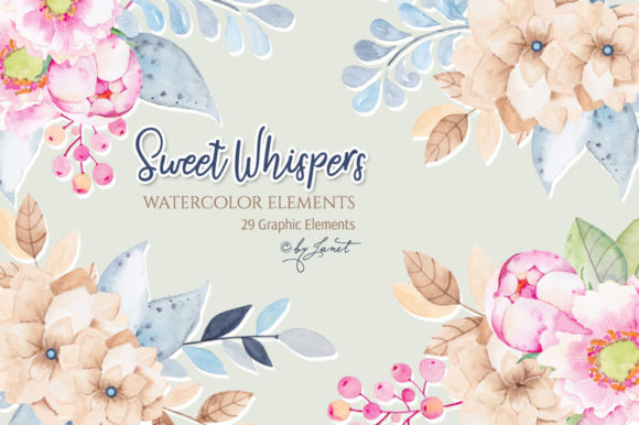 Sweet Whispers - Watercolor Elements: A Versatile Tool for Creative Projects
