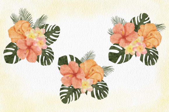 Watercolor Hibiscus Flower Arrangement