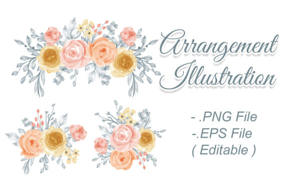 Watercolor Set of Flower Arrangement