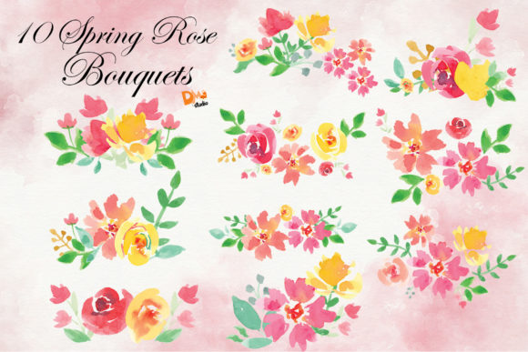 Watercolour Spring Rose Bouquet: A Burst of Color for Your Creative Projects
